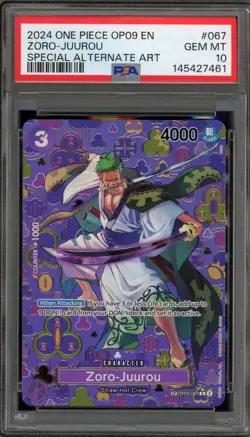 One Piece CCG Zoro-Juurou Special Alternate Art OP05-067 PSA 10 Gem Mint - Image 1