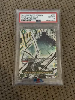 2025 ONE PIECE OP12-037 LEGACY OF THE MASTER DEAD MAN'S GAME ALT ART PSA 10 - Image 1