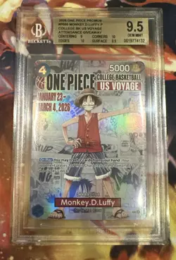2026 ONE PIECE PROMOS COLLEGE BASKETBALL US VOYAGE #P055 MONKEY.D.LUFFY BGS 9.5 - Image 1