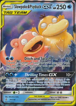 Slowpoke & Psyduck GX 35/236 Ultra Rare SM - Unified Minds Pokemon Card MP - Image 1