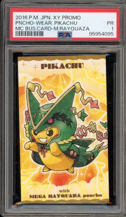Pokemon Poncho-Wearing Pikachu M Rayquaza Business Card Japanese PSA 1 - Image 1