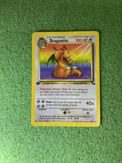 Pokemon TCG Dragonite Non Holo Rare Card 19/62 Fossil 1999 First Edition - Image 1