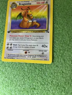 Pokemon TCG Dragonite Non Holo Rare Card 19/62 Fossil 1999 First Edition - Image 3
