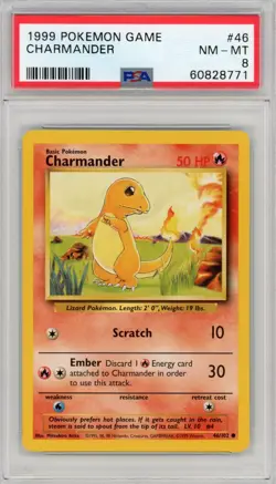 1999 Pokemon Charmander Base Set #46 PSA 8 Partial Set Break - Image 1