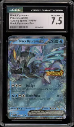 Pokemon Black Kyurem ex Bx. Surging Sparks Double Rare #048 CGC 7.5 - Image 1