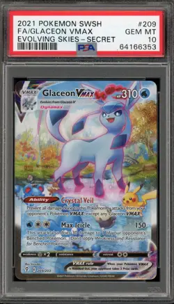 Pokemon Glaceon VMAX Evolving Skies Secret Rare Full Alt Art #209 PSA 10 - Image 1