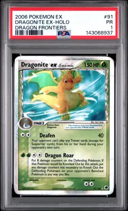 2006 POKEMON EX DRAGON FRONTIERS #91 DRAGONITE EX-HOLO PSA 1 - Image 1