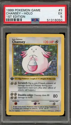 Pokemon Chansey Base Set Shadowless 1st Edition Holo Rare #3 PSA 5 - Image 1