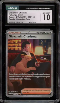 Pokemon Giovanni's Charisma 151 MEW EN Special Illustration Rare #204 CGC 10 - Image 1