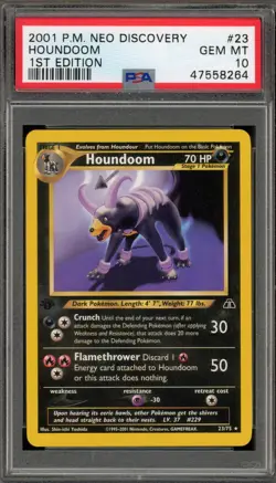 Pokemon Houndoom Neo Discovery 1st Edition NON Holo Rare #23 PSA 10 Gem Mint - Image 1