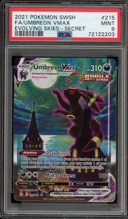 Pokemon Umbreon VMAX Evolving Skies Secret Rare Full Alt Art #215 PSA 9 Mint - Image 1