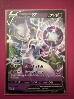 Pokemon TCG Mewtwo v Holo Ultra Rare Card 030/078 2022 Edition - Image 1