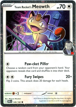 Team Rocket's Meowth (Cosmos Holo) - 149/182 - Destined Rivals - NM/M - Pokemon - Image 1