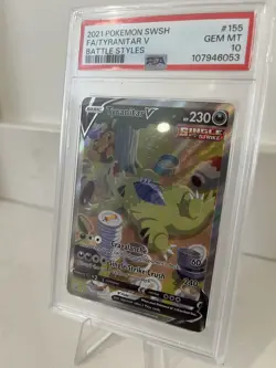 2021 POKEMON SWORD & SHIELD BATTLE STYLES #155 FULL ART/TYRANITAR V PSA 10 - Image 2
