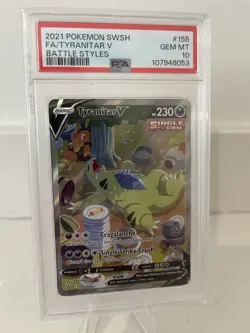 2021 POKEMON SWORD & SHIELD BATTLE STYLES #155 FULL ART/TYRANITAR V PSA 10 - Image 3