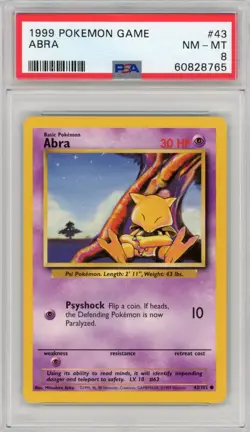 1999 Pokemon Abra Base Set #43 PSA 8 Partial Set Break - Image 1