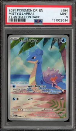 Pokemon Misty's Lapras Destined Rivals Illustration Rare #194 PSA 9 Mint - Image 1