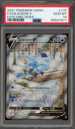 Pokemon Glaceon V Evolving Skies Full Alt Art #175 PSA 10 Gem Mint - Image 1