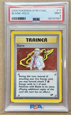 Blaine Holo 2000 Pokemon Gym Challenge #17/132 PSA 9 - Image 1