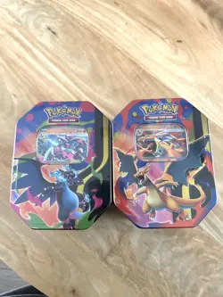 2 Pokemon TCG Mega Charizard X + Y ex Tin Bundle Sealed New - Image 1