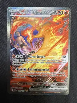 Pokemon Team Rocket's Moltres EX 229/182 Destined Rivals Holo SIR - Image 1
