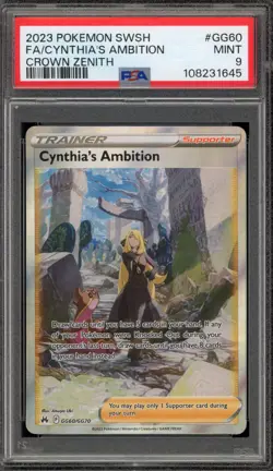Pokemon Cynthia's Ambition Crown Zenith Galarian Gallery Full Art #GG60 PSA 9 - Image 1