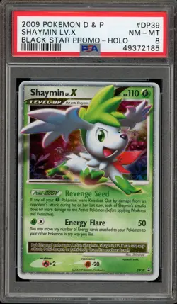 Pokemon Shaymin Lv.X Black Star Holo Promo DP39 PSA 8 - Image 1