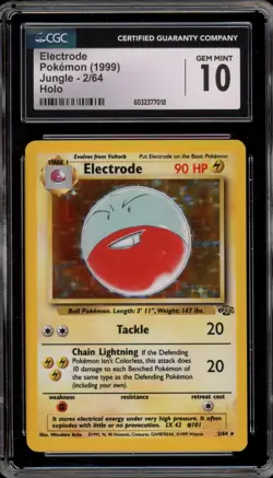 Pokemon Electrode Jungle Unlimited Holo Rare #2 CGC 10 Gem Mint - Image 1