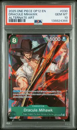 2025 One Piece TCG Dracule Mihawk Alt Art PSA 10 OP12-030 Legacy of the Master - Image 2