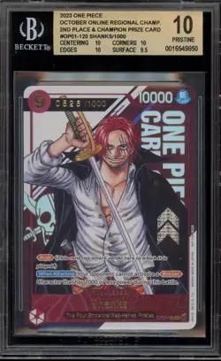 One Piece CCG Shanks Serialized 0526/1000 Champ/2nd Regionals OP01-120 BGS 10 - Image 1