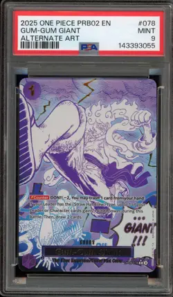 One Piece CCG Gum-Gum Giant PRB02 Alternate Art OP09-078 PSA 9 Mint - Image 1