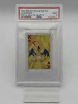 PSA 9 CHARIZARD 1999 Bicycle Pokemon Playing Card Green KING OF HEARTS MINT - Image 1