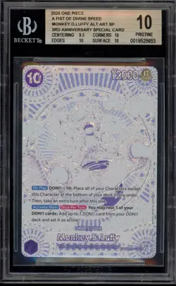 One Piece CCG Monkey.D.Luffy 3rd Anniversary Special Alt Art OP05-119 BGS 10 - Image 1
