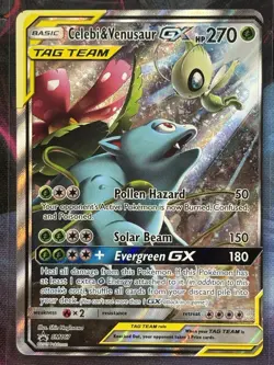 Celebi & Venusaur GX SM167 – MISCUT Card - Image 1