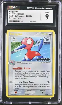 CGC 9 MINT Porygon2 EX Delta Species 25/113 Reverse Holo Stamped Pokemon Card - Image 1