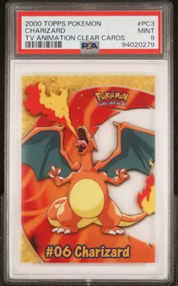 CHARIZARD 2000 TOPPS POKEMON TV ANIMATION CLEAR CARDS #PC3 CHARIZARD PSA 9 MINT - Image 1