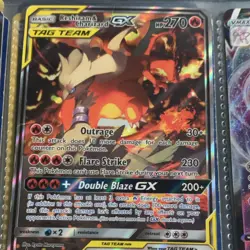 Pokemon Reshiram & Charizard GX SM201 Promo Holo TAG TEAM Dragon Card English - Image 1