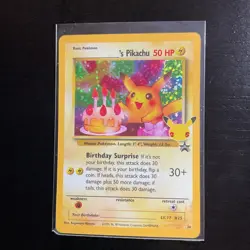 Pokemon Pikachu TCG Holo Rare Card Birthday Celebrations NM/Mint Condition - Image 1