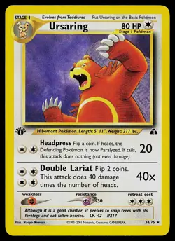 Pokemon Card - Ursaring Neo Discovery 34/75 Rare 1st Edition - Image 1