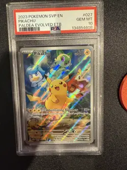 Pokemon Pikachu Card 027 Paldea Evolved Scarlet and Violet Promo PSA 10 - Image 1