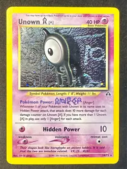 Unown [A] 2001 14/75 Neo Discovery Pokemon Card TCG WOTC Vintage Holo Rare - Mp - Image 1