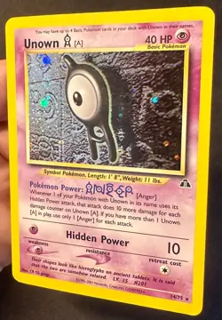 Unown [A] 2001 14/75 Neo Discovery Pokemon Card TCG WOTC Vintage Holo Rare - Mp - Image 2