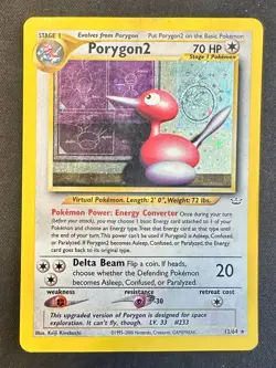Porygon2 SWIRL! 12/64 Neo Revelation Pokemon Card Vintage WOTC Holo Rare - Mp - Image 1