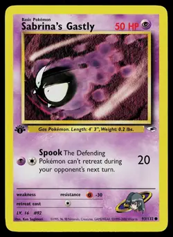 Pokemon Card - Sabrina's Gastly 1st Edition Gym Heroes 93/132 Common - Image 1