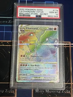 Pokemon Charizard VSTAR Rainbow Secret Rare Card Brilliant Stars 174/172 PSA 10 - Image 1