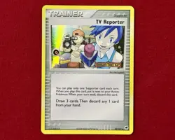 TV Reporter 82/101 EX Dragon Frontiers - Holo Stamped Pokemon Card - NM/M - Image 1