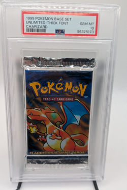 1999 Pokemon Base Set unlimited Thick Font Charzard Pack PSA 10 Gem - Image 1