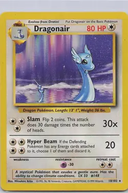 Dragonair 18/102 Rare Base Set Unlimited Pokemon Moderately Played - Image 1