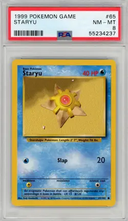 1999 Pokemon Staryu Base Set #65 PSA 8 Partial Set Break - Image 1