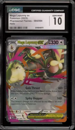 Pokemon Mega Lopunny ex Phantasmal Flames Double Rare #084 CGC 10 Gem Mint - Image 1